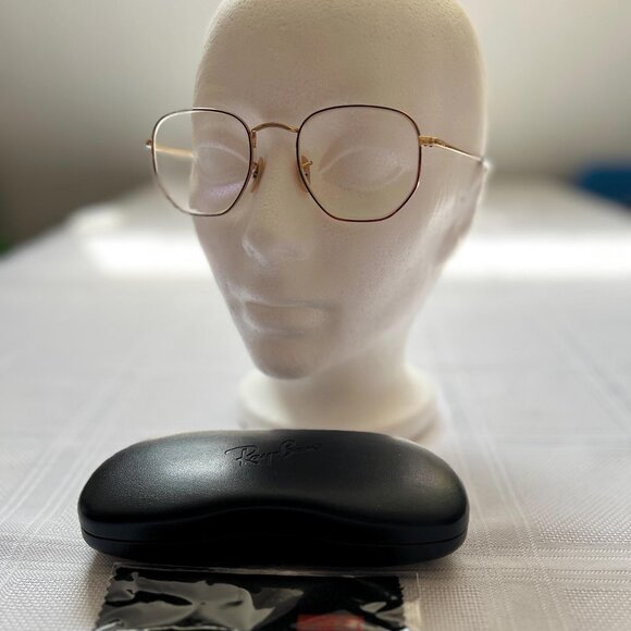Previously loved - Ray ban Hexagonal Eyeglasses Reading glasses in Gold size M - Picture 1 of 2
